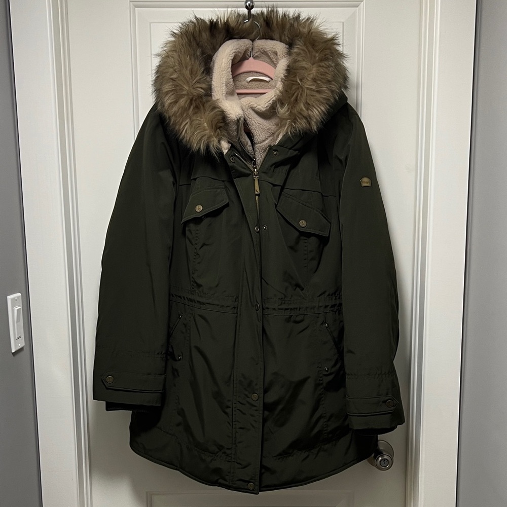 Koolaburra Olive Green Faux Fur Hooded Parka